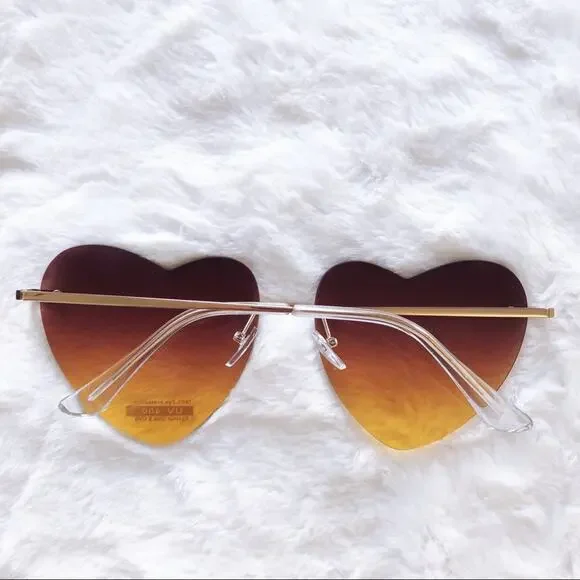 Miley Brown & Tan Gradient Heart Sunglasses - Picture 11 of 11